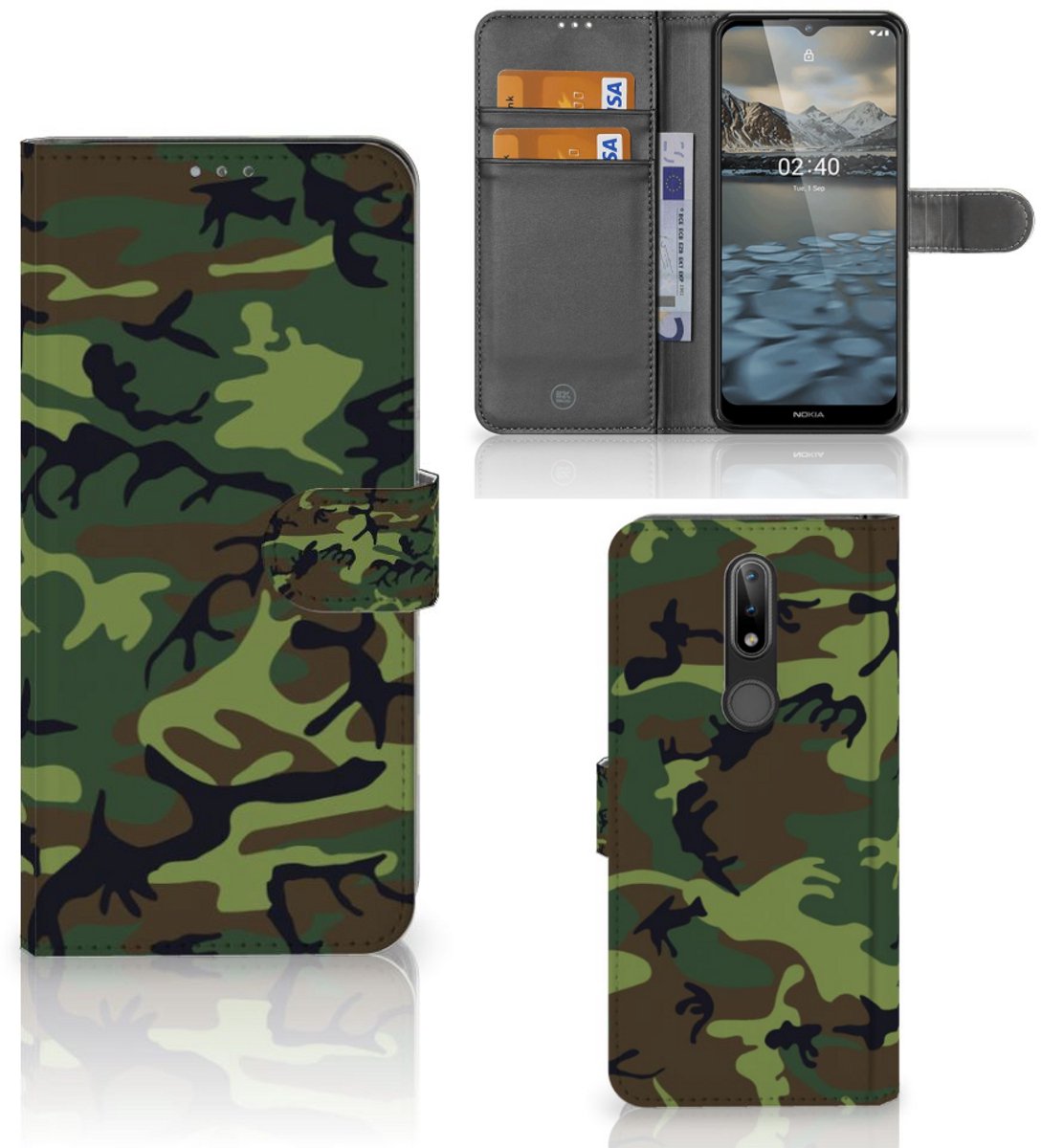 Nokia 2.4 Telefoon Hoesje Army Dark
