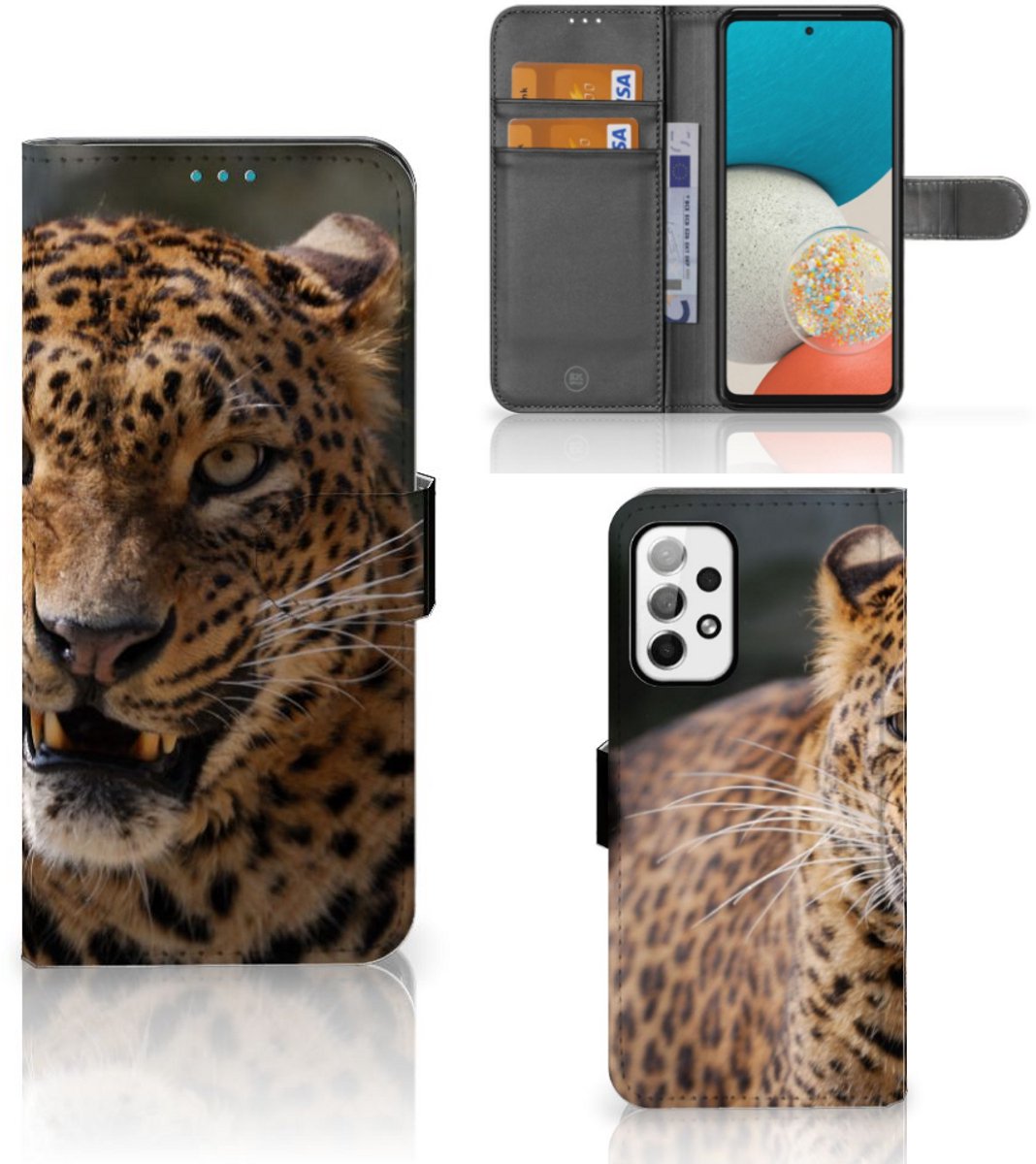 Samsung Galaxy A73 5G Telefoonhoesje met Pasjes Luipaard