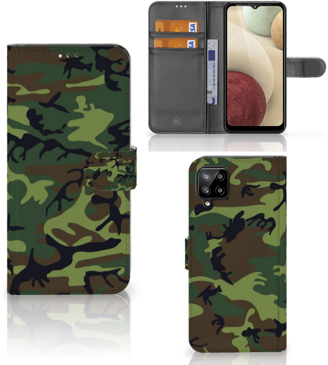 Samsung Galaxy A12 Telefoon Hoesje Army Dark