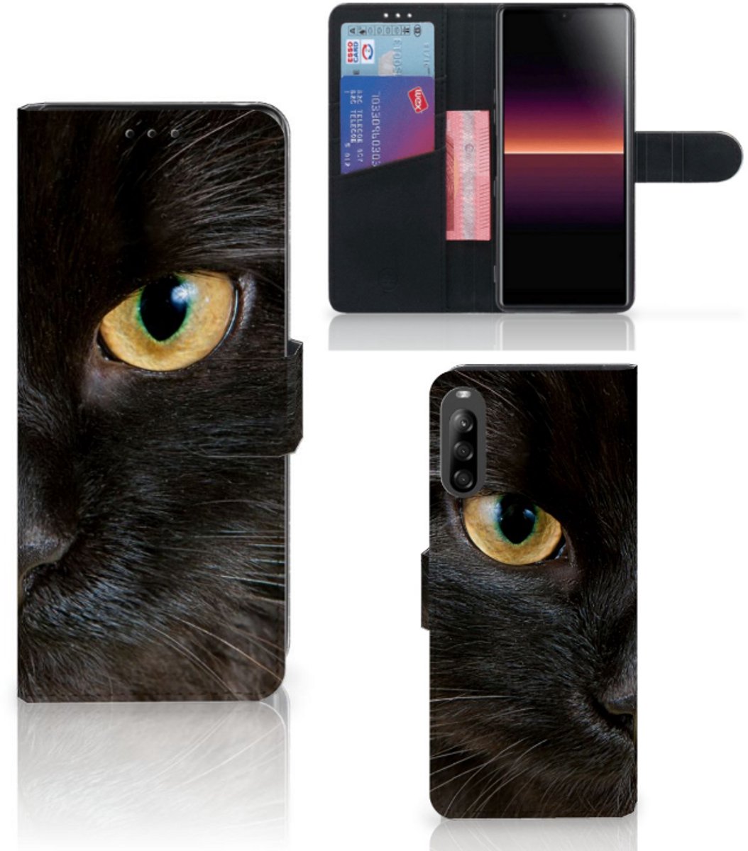 Sony Xperia L4 Telefoonhoesje met Pasjes Zwarte Kat