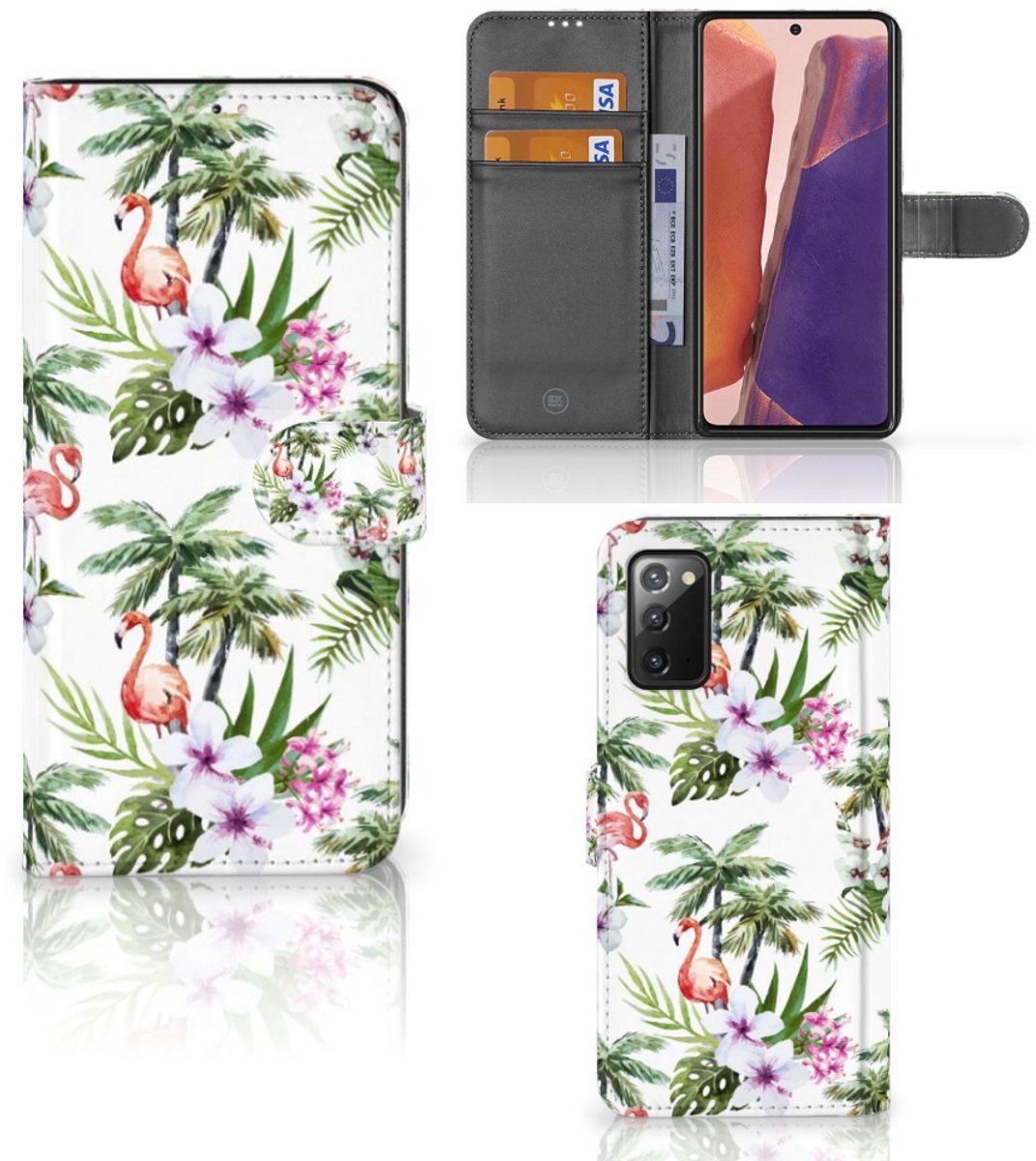 Samsung Galaxy Note 20 Telefoonhoesje met Pasjes Flamingo Palms
