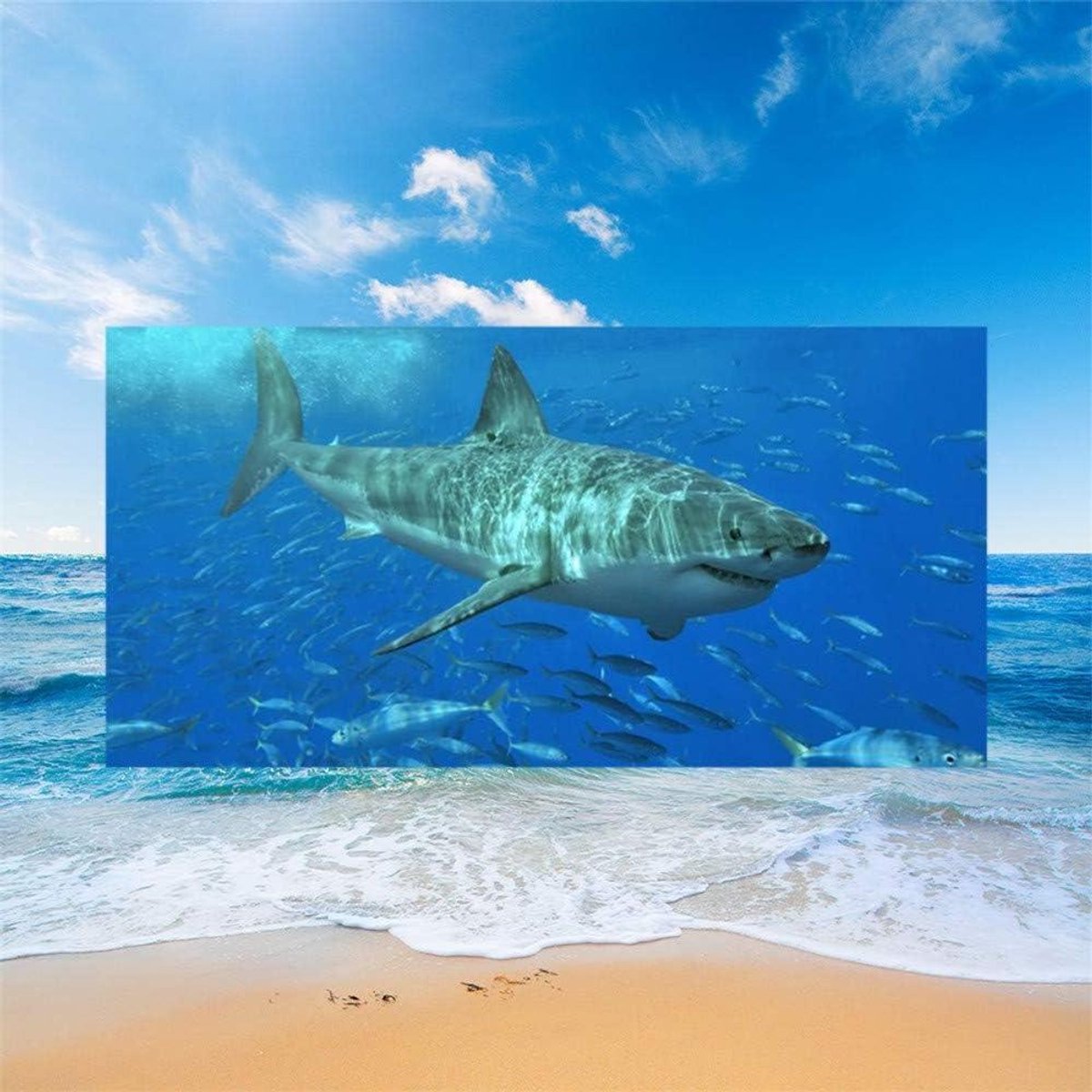 FANSU Strandlaken Sneldrogende Microfiber Grote Lichtgewicht 3D Onderwaterwereld, Rechthoe