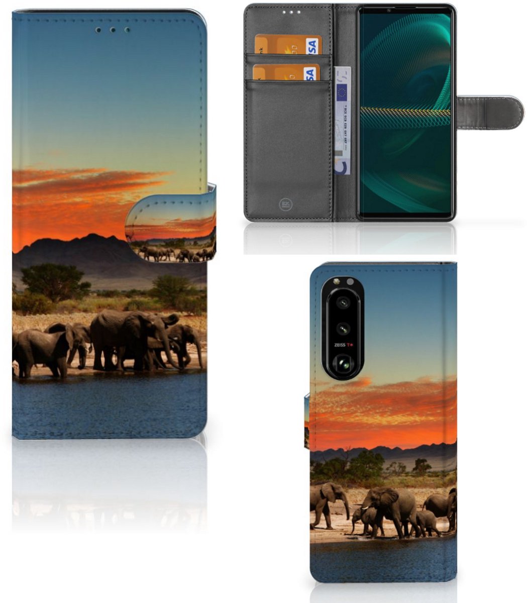 Sony Xperia 5III Telefoonhoesje met Pasjes Olifanten
