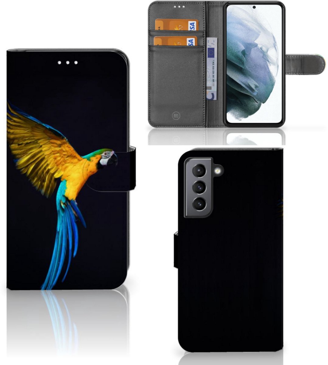 Samsung Galaxy S21 FE Telefoonhoesje met Pasjes Papegaai