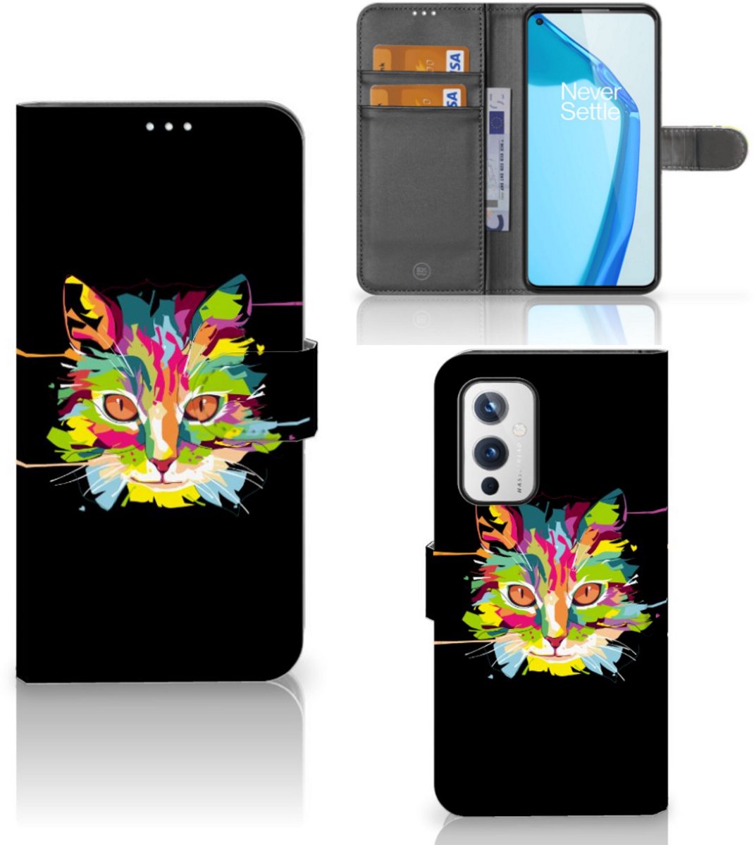OnePlus 9 Leuk Hoesje Cat Color