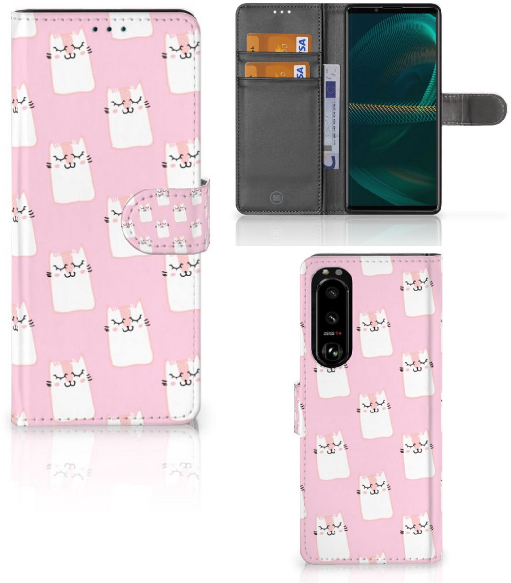 Sony Xperia 5III Telefoonhoesje met Pasjes Sleeping Cats