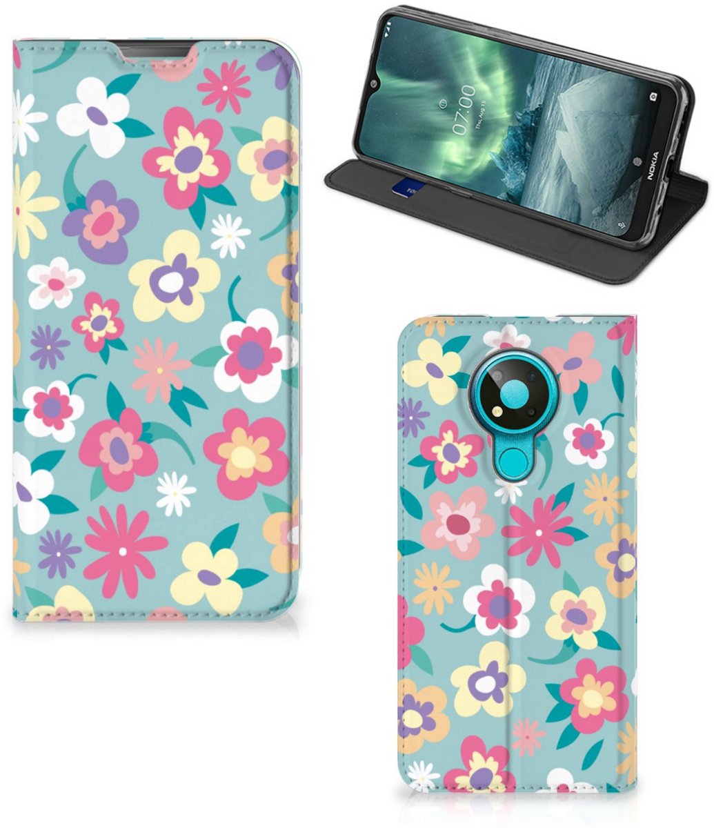 Standcase Hoesje voor Nokia 3.4 Smart Cover Flower Power