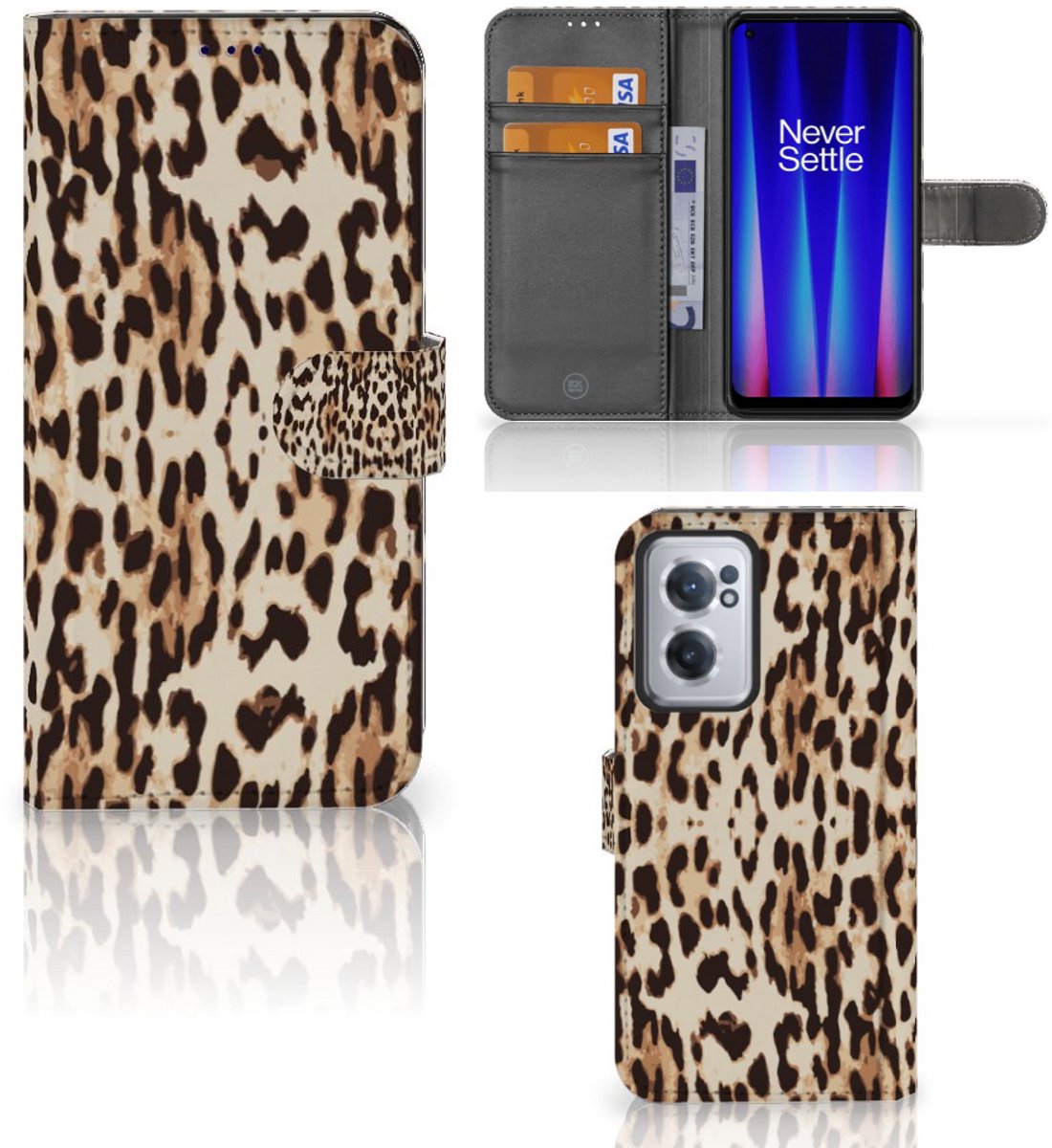 OnePlus Nord CE 2 Telefoonhoesje met Pasjes Leopard