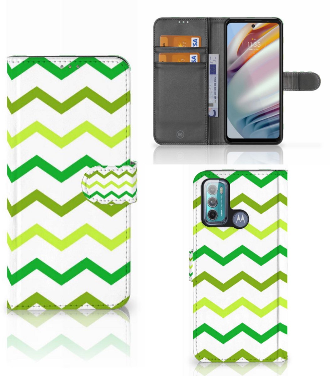 Motorola Moto G60 Telefoon Hoesje Zigzag Groen