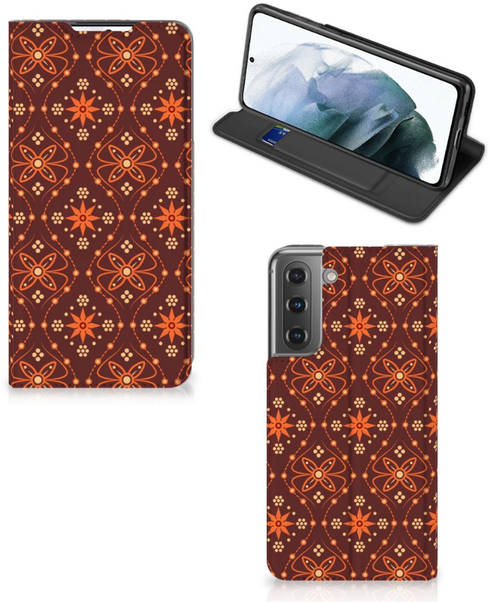 Samsung Galaxy S21 FE Hoesje met Magneet Batik Brown