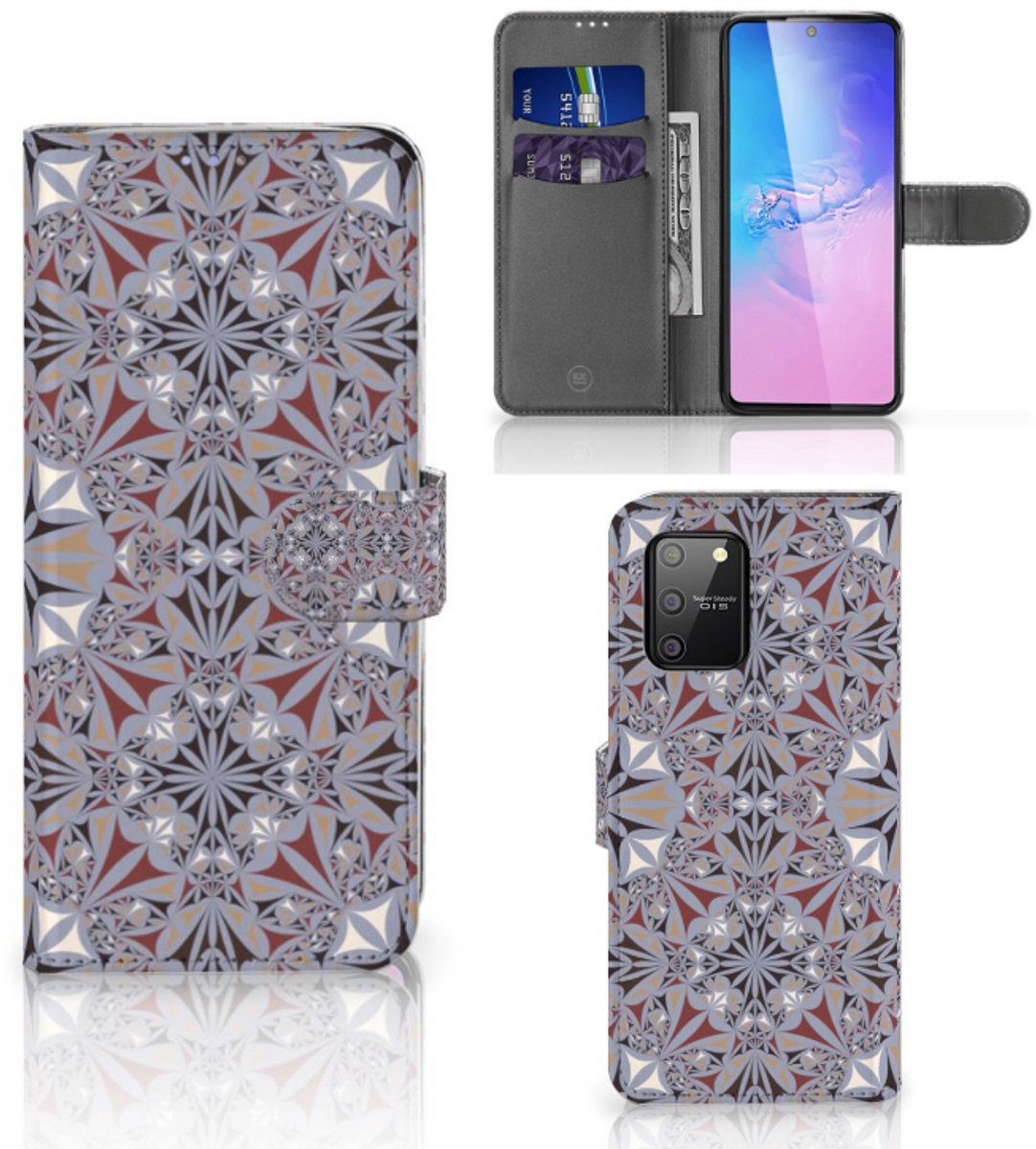 Samsung S10 Lite Bookcase Flower Tiles