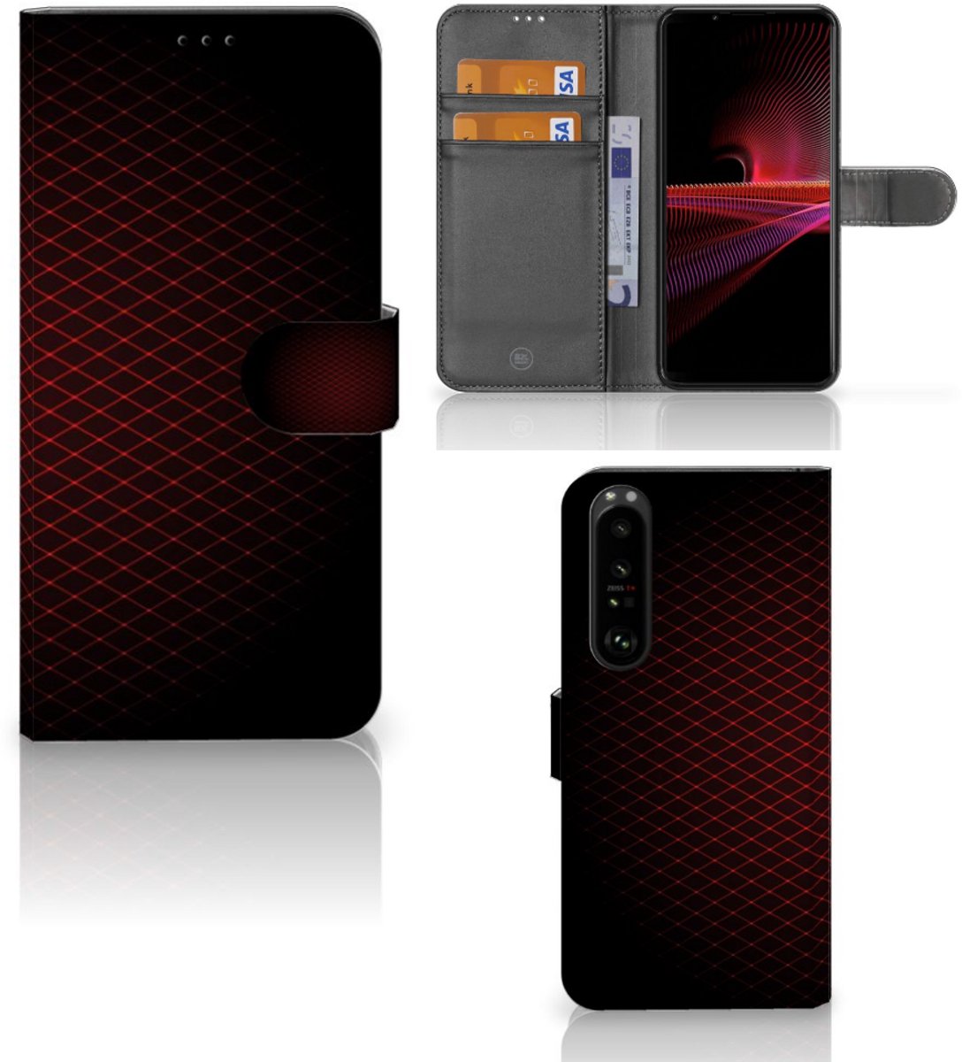 Sony Xperia 1 III Telefoon Hoesje Geruit Rood
