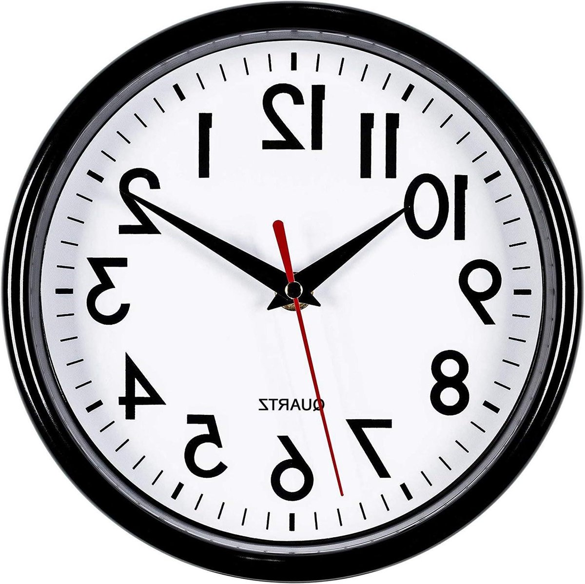 Wandklok - Stille klok - Tijd aflezen - Niet-tikkend kwartswerk - 8 inch - Zwart