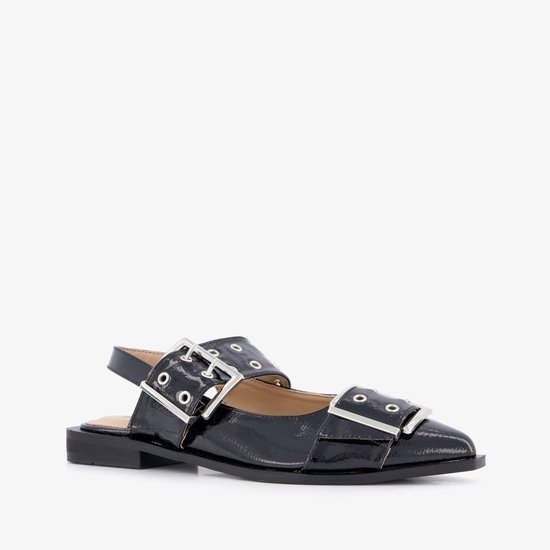 Slingbacks Nova pour femmes avec boucles vernies noires - Taille 40