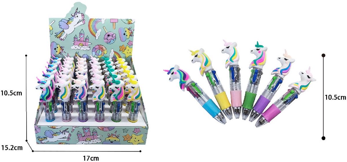 Duckiez 6 Color Ballpen. Unicorn - 36 stuks