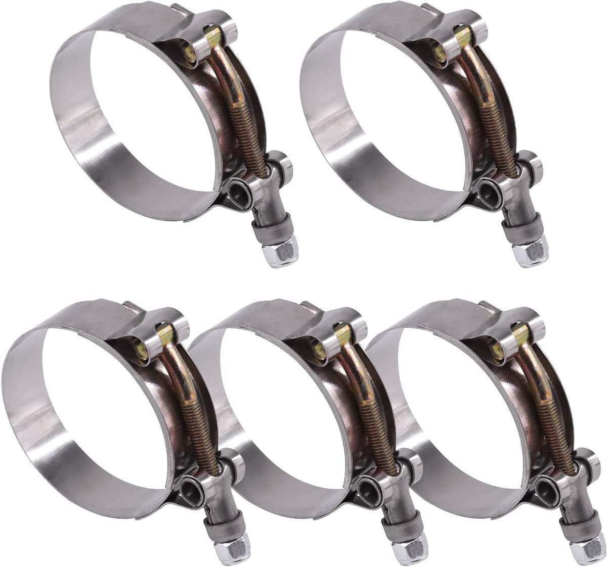5 Stuks RVS T-Bolt Slangklemmen 57-65mm voor Turbo Inlaat en Intercooler Slangen