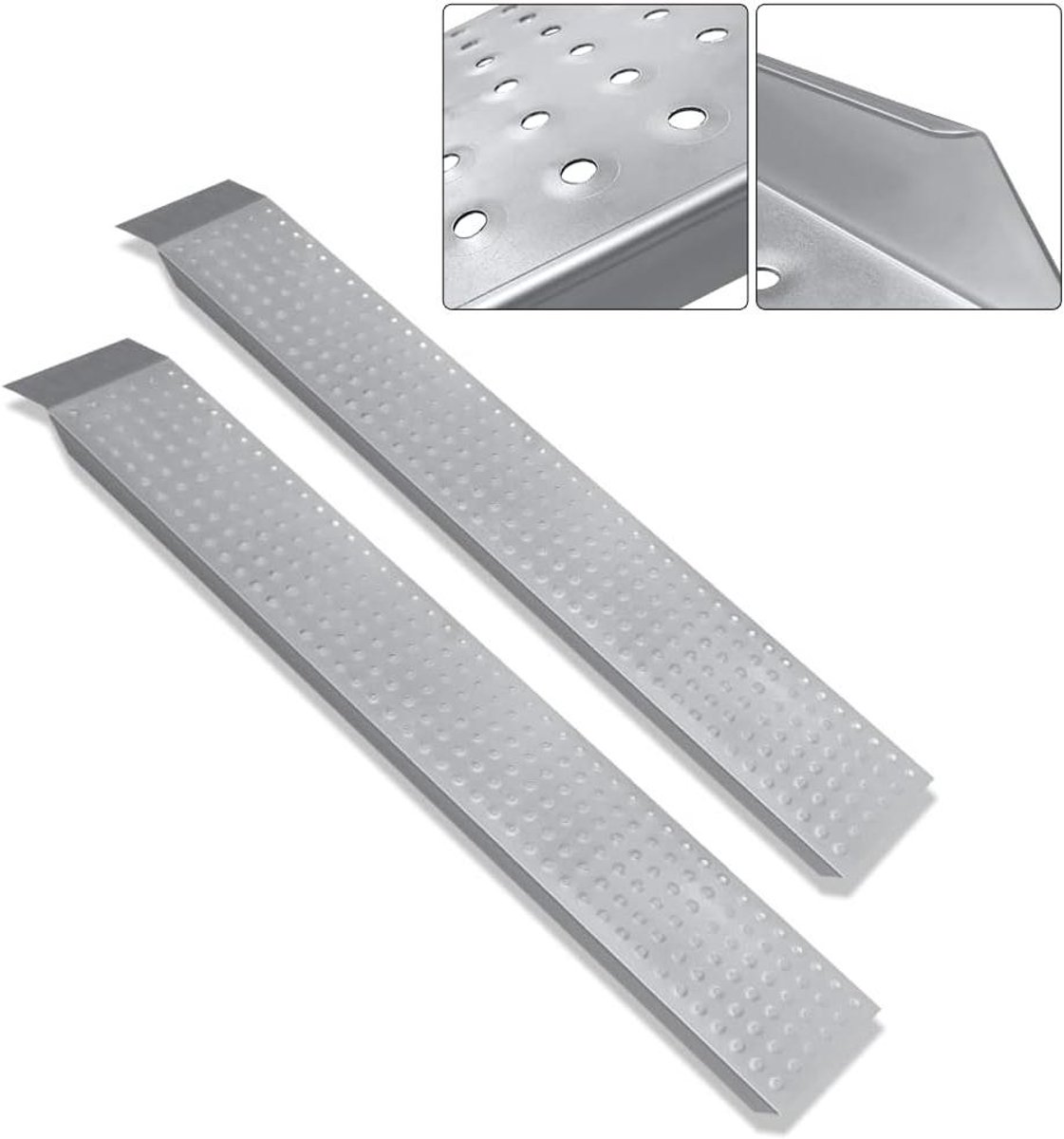 Oprijplaten Staal - Laadplaten Aanhanger - Voertuigen Laden - Antislip Oppervlak - 135 x 23 cm - Zilver