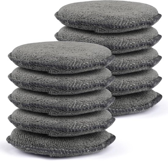 Wax Applicator Pads - Poetsblokken - Auto Reinigen - Met Vinger Pocket - 10 Stuks - Grijs