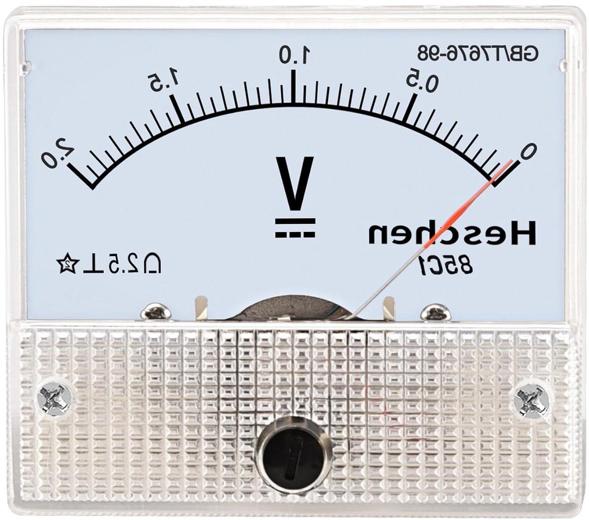 Spanningsmeter Voltmeter - Paneel meter Tester - Spanning Meten - Analoge Weergave - DC 0-2V - Wit