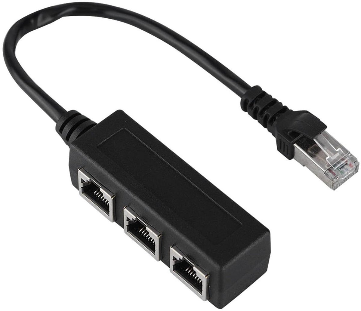 Ethernet Kabel Splitter - Netwerk Adapter - Netwerk Verlengen - Signaal Bescherming - 3 Poorten - Goud