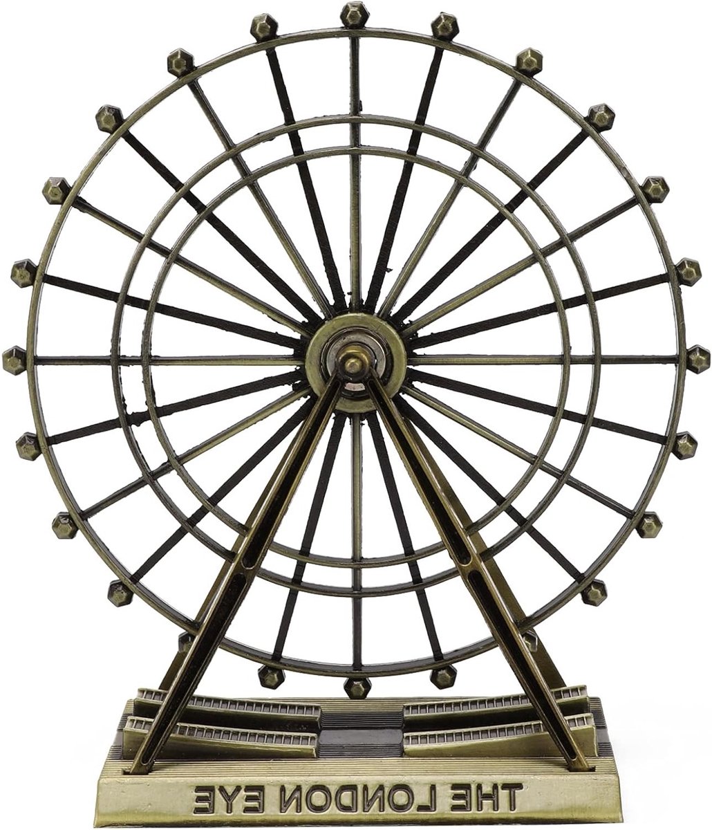 Sculptuur van een Ferris Wheel in de vorm van het London Eye - Groene bronzen metalen ornamenten voor thuis en kantoor decoratie, uniek cadeau
