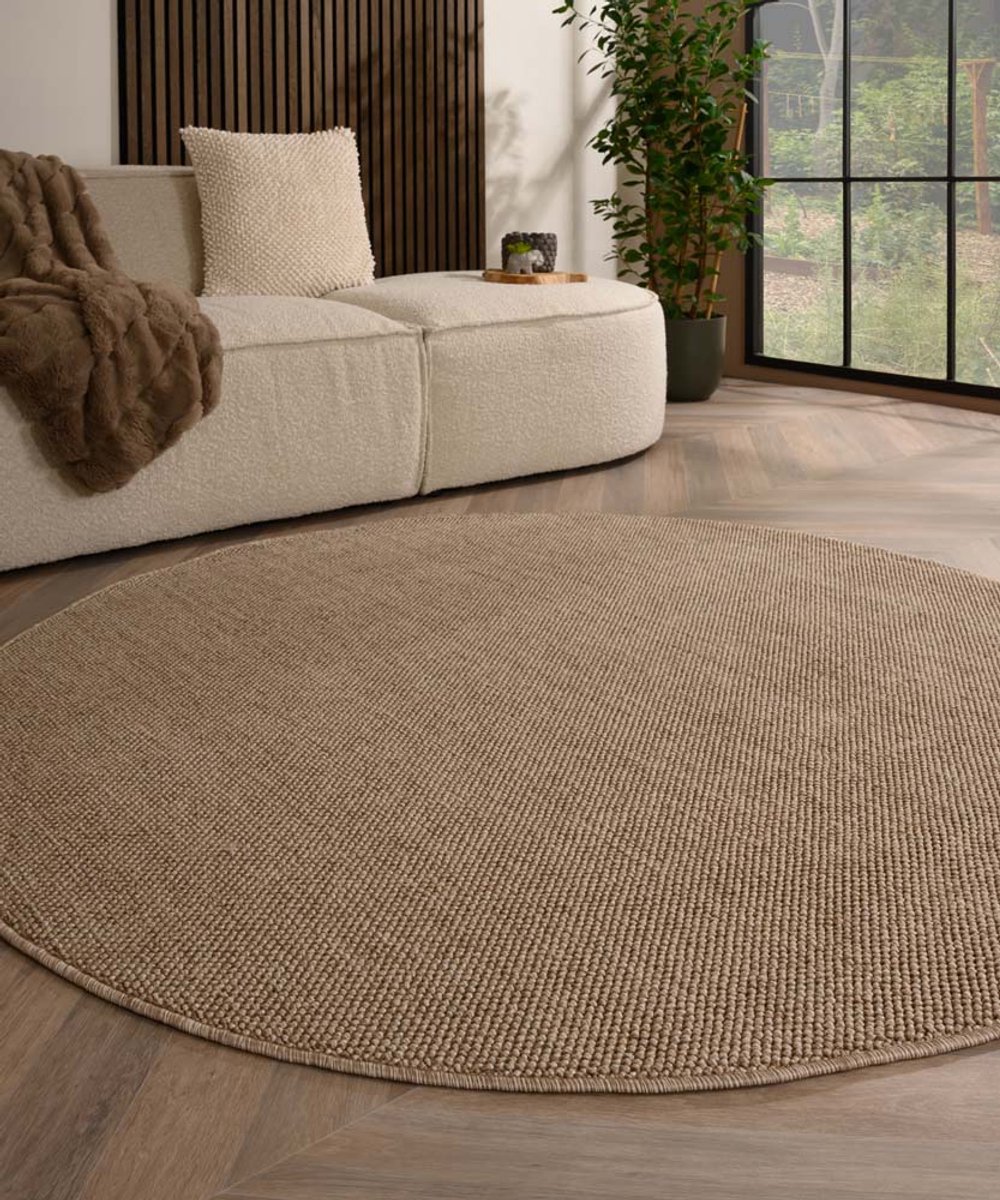 Rond vloerkleed laagpolig - Loom bruin 200