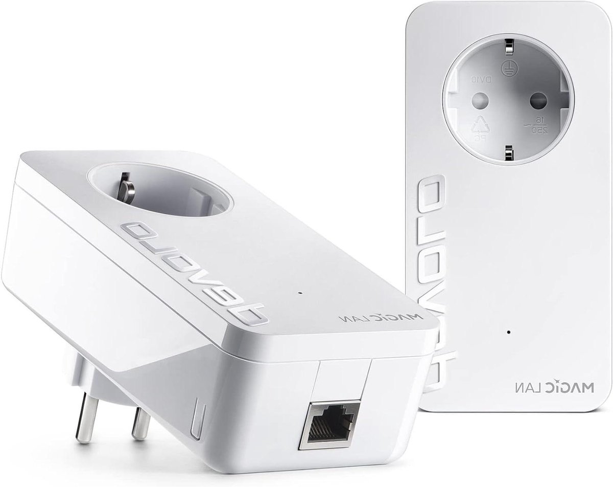 Powerline Adapter Kit - Internet Uitbreider - Internet Stabiliseren - Geïntegreerd Stopcontact - 2400 Mbps - Wit