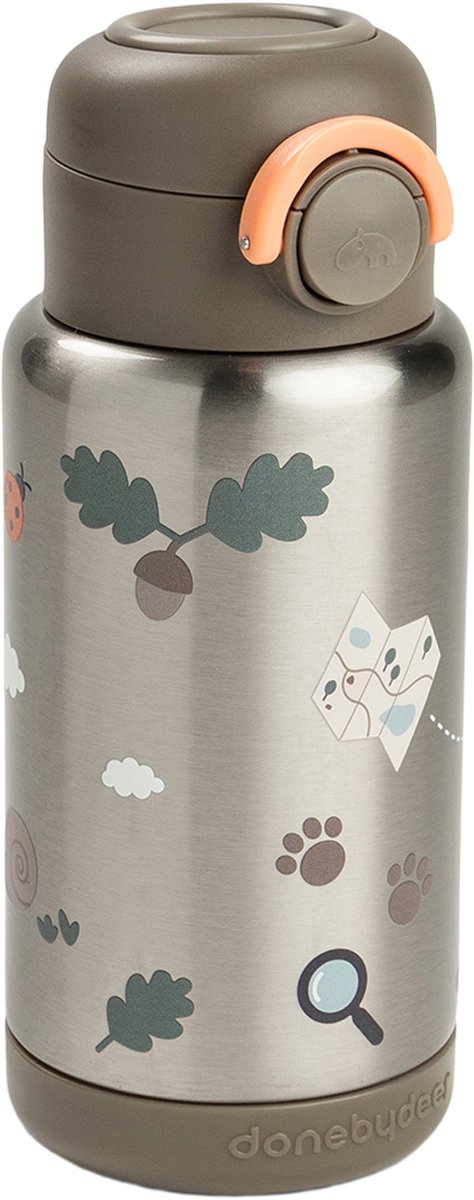 Done By Deer Thermos Drinkfles Rietje - 340 ml - Tiny Trails - Sand