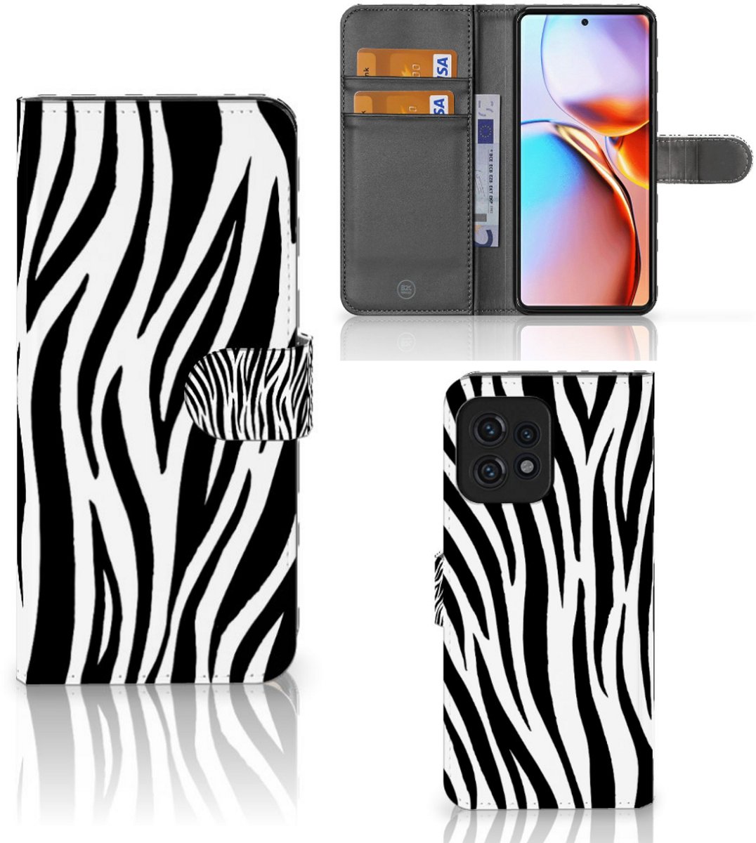 Motorola Edge 40 Pro Telefoonhoesje met Pasjes Zebra