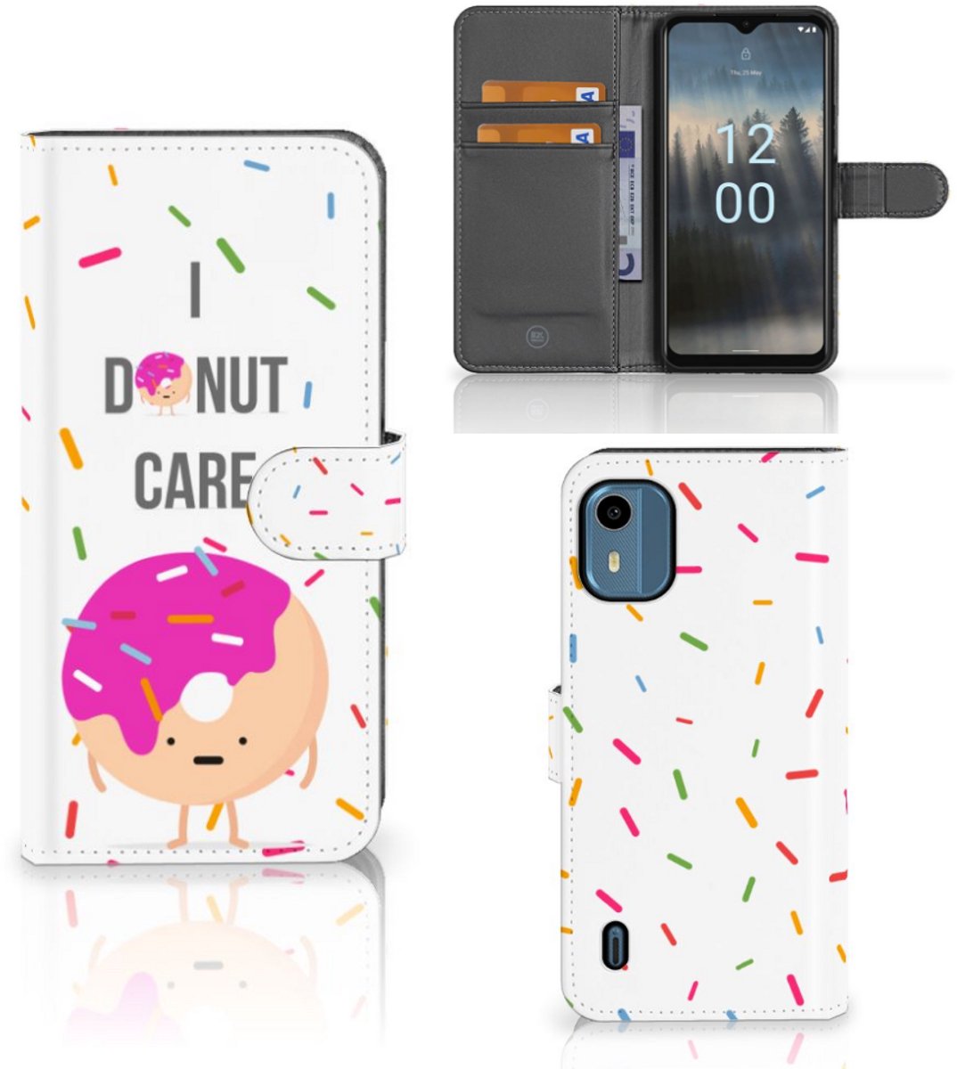 Nokia C12 Book Cover Donut Roze