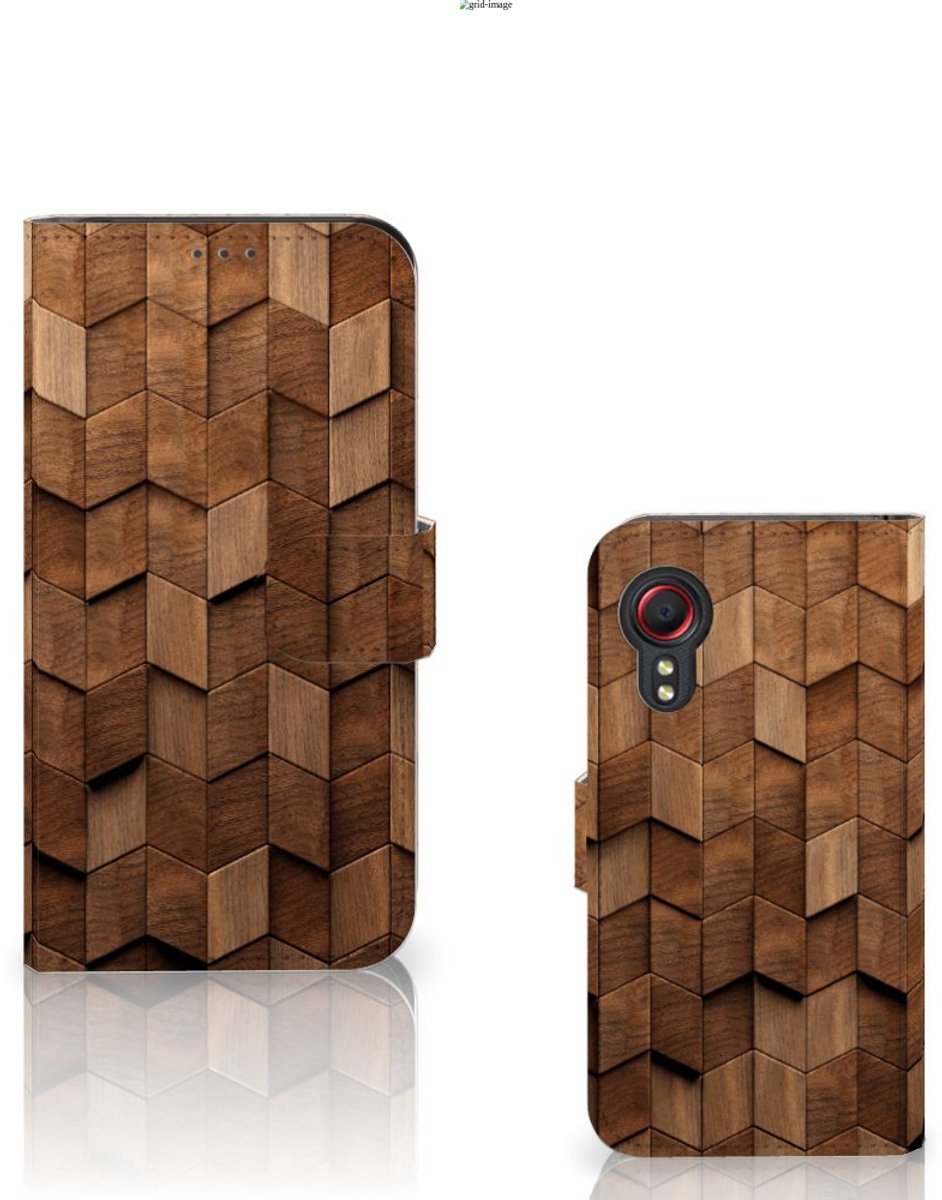 Book Style Case voor Samsung Galaxy Xcover 5 Wooden Cubes