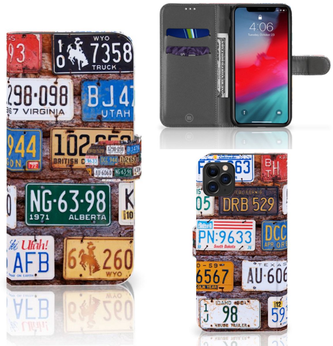 Book Case voor Apple iPhone 11 Pro Max Telefoonhoesje met foto Kentekenplaten
