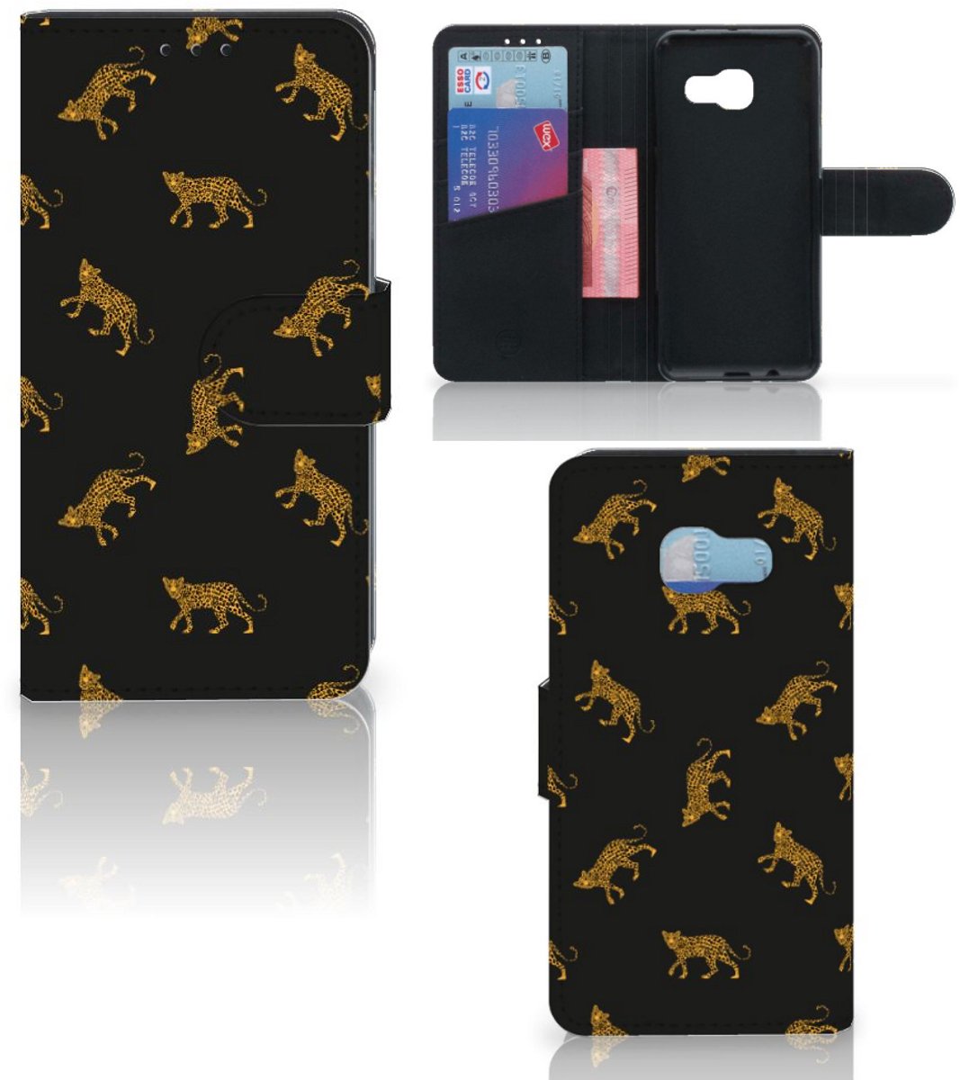 Telefoonhoesje met Pasjes voor Samsung Galaxy A3 2017 Leopards