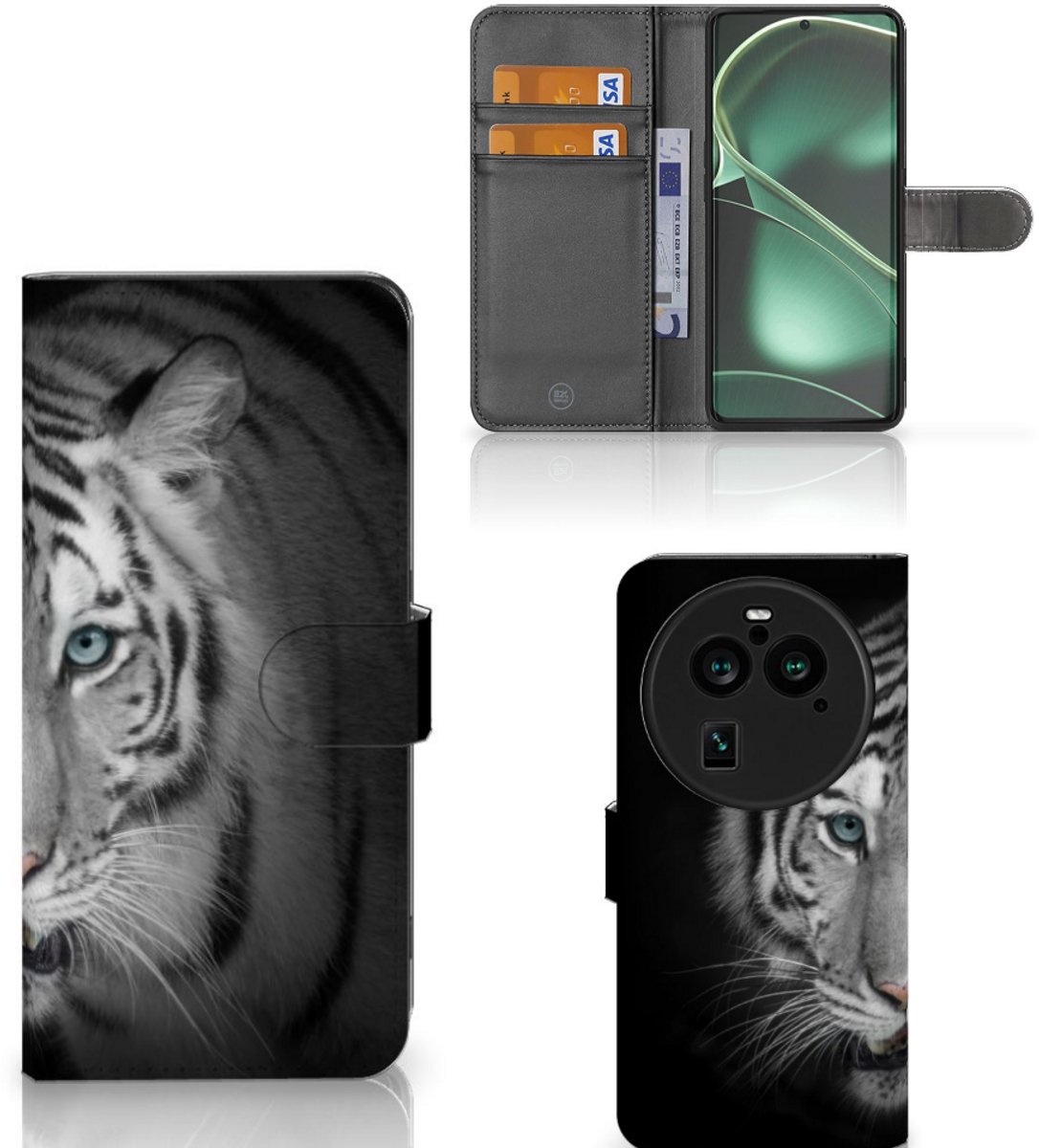 OPPO Find X6 Pro Telefoonhoesje met Pasjes Tijger