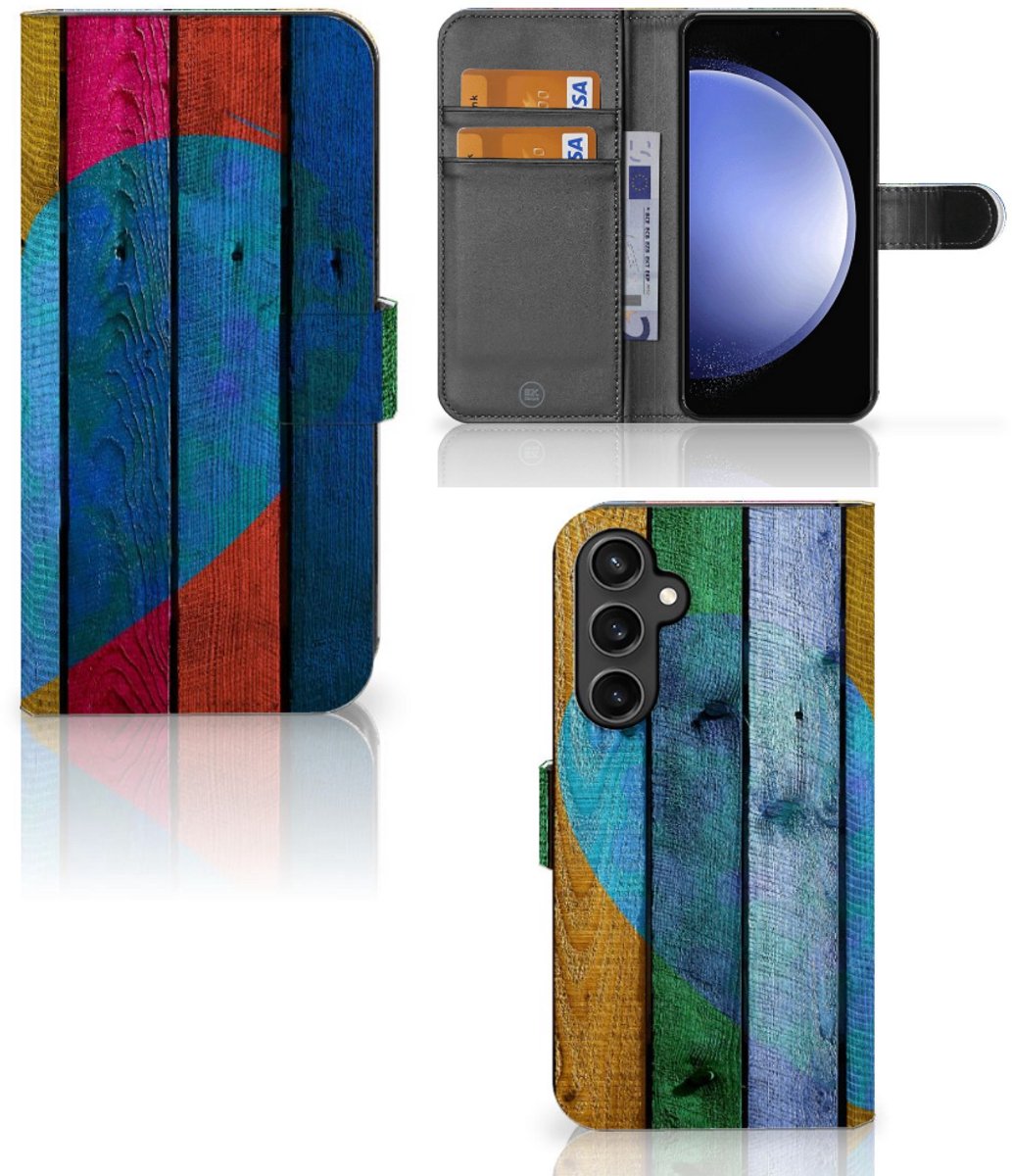 Samsung Galaxy S23 FE Book Style Case Wood Heart - Cadeau voor je Vriend