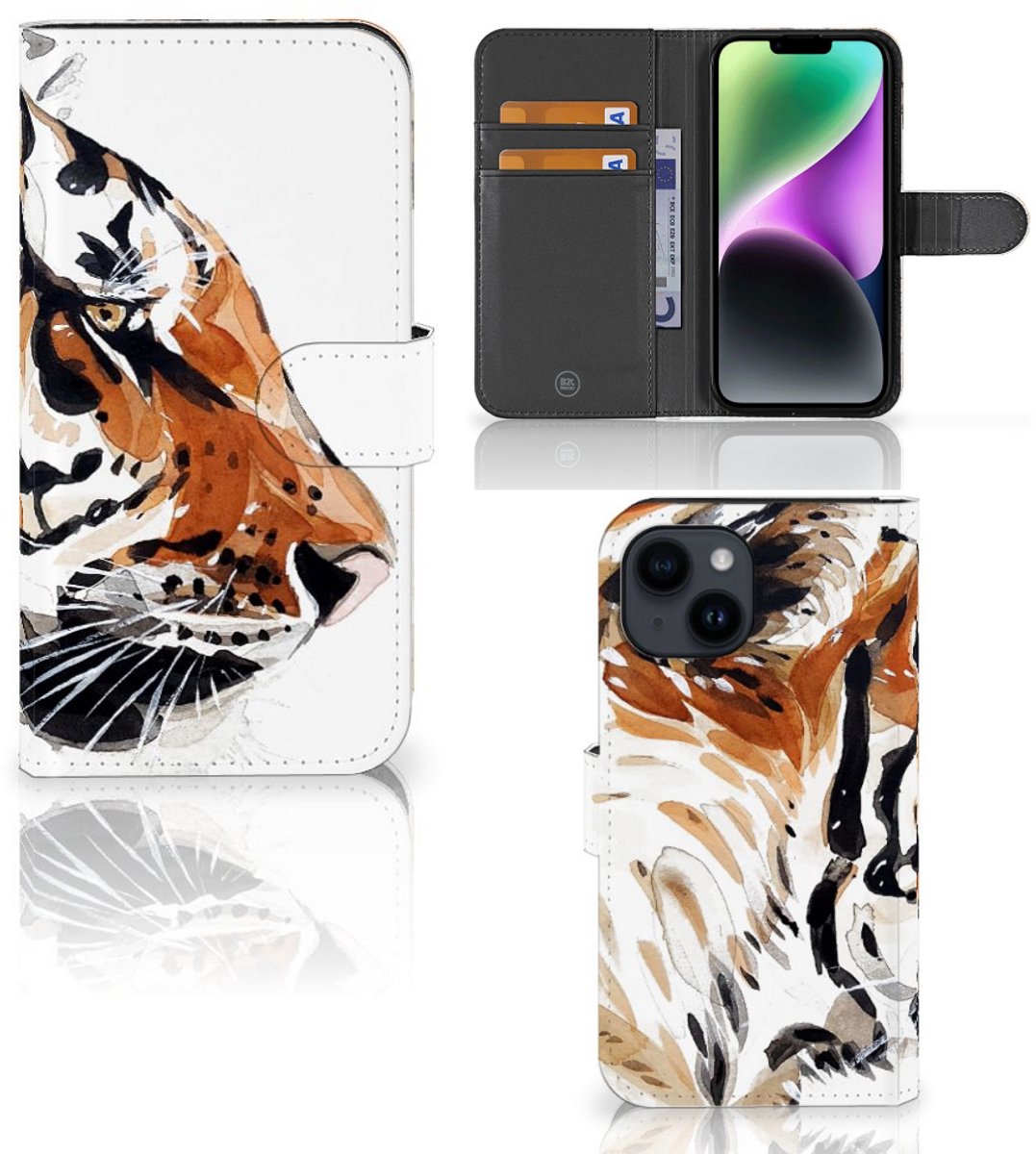 Hoesje iPhone 15 Watercolor Tiger