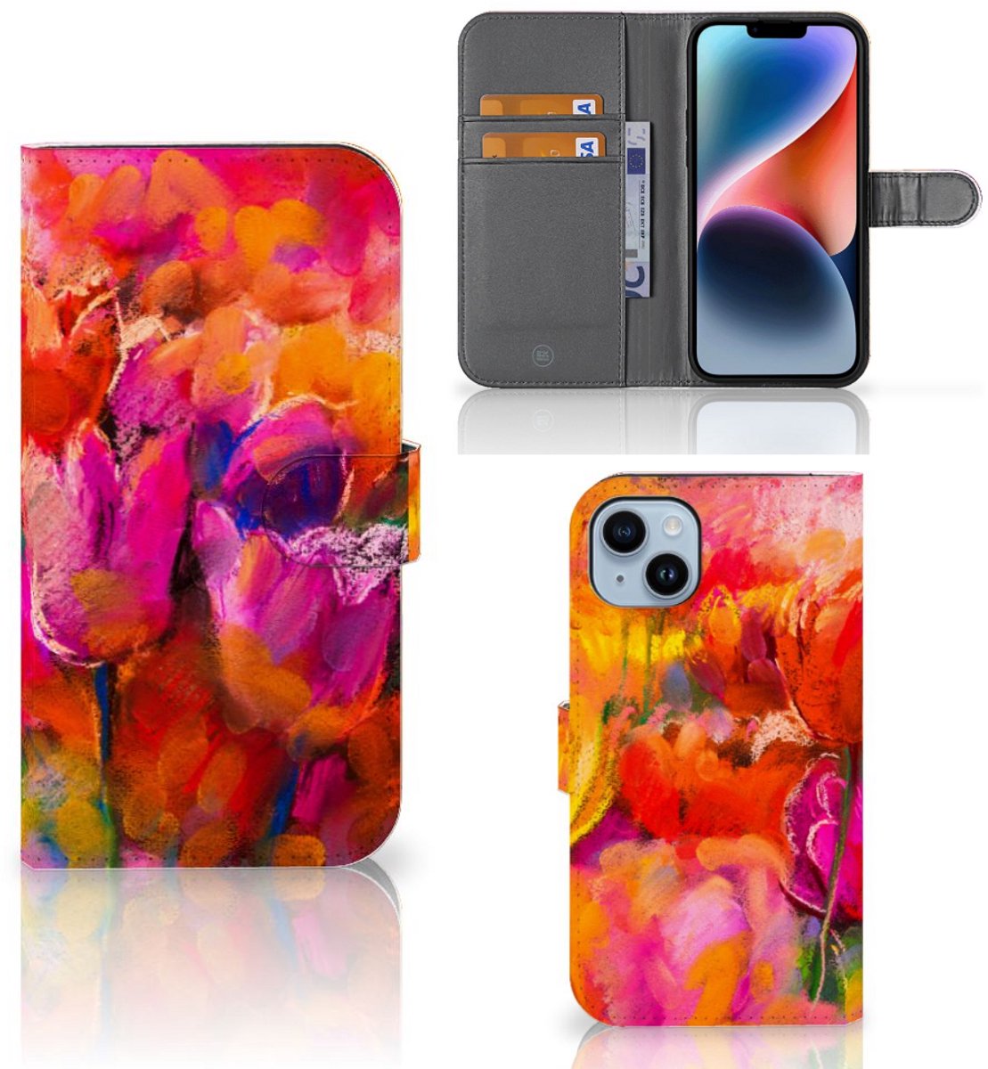 Boekhoesje voor Hoesje iPhone 15 Plus Tulips