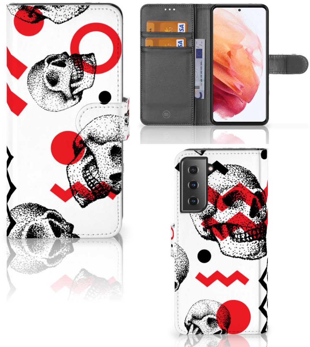 Telefoonhoesje met Naam Samsung Galaxy S21 Skull Red