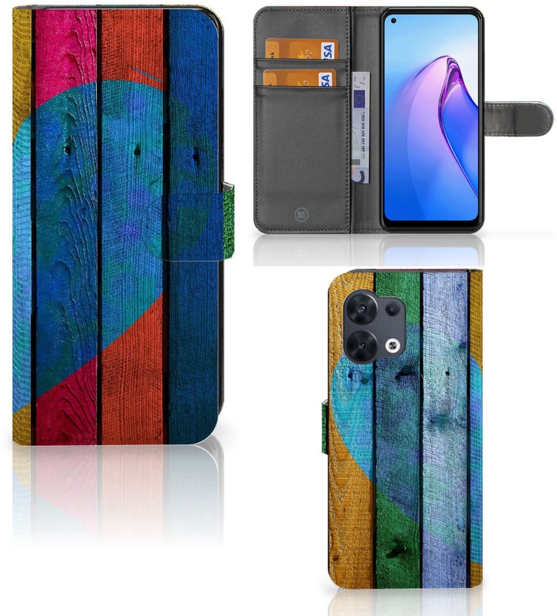 OPPO Reno8 Book Style Case Wood Heart - Cadeau voor je Vriend