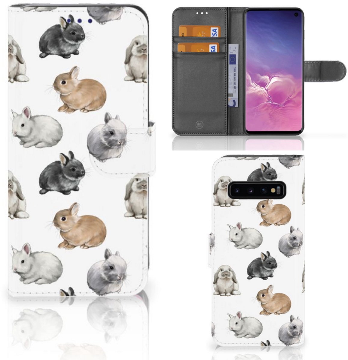 Telefoonhoesje met Pasjes voor Samsung Galaxy S10 Konijntjes