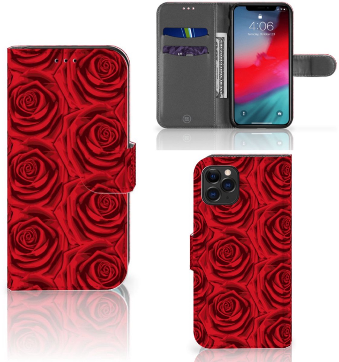 Boekhoesje voor Apple iPhone 11 Pro Hoesje Red Roses