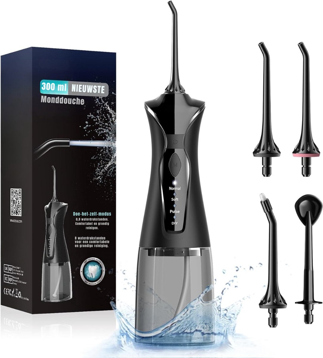 REN® Monddouche - Waterflosser - Monddouche Waterflosser - Zwart - 23cm x 9cm x 8cm