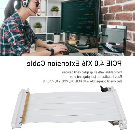 Hoogwaardige PCIe 4.0 X16 Riser Kabel voor RTX 4090 en RX 7900 XT, Flexibele 180 Graden GPU Extensie Kabel, Ideaal voor Gaming en Mining — afbeelding 5
