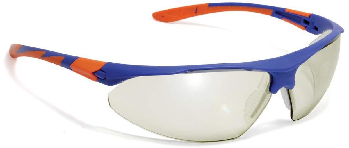 Veiligheidsbril Stealth 9000 - Beschermbril Werkbril - Werkplaats Bescherming - Binnen Buiten Lens - 120 m/s Impact - Blauw Oranje
