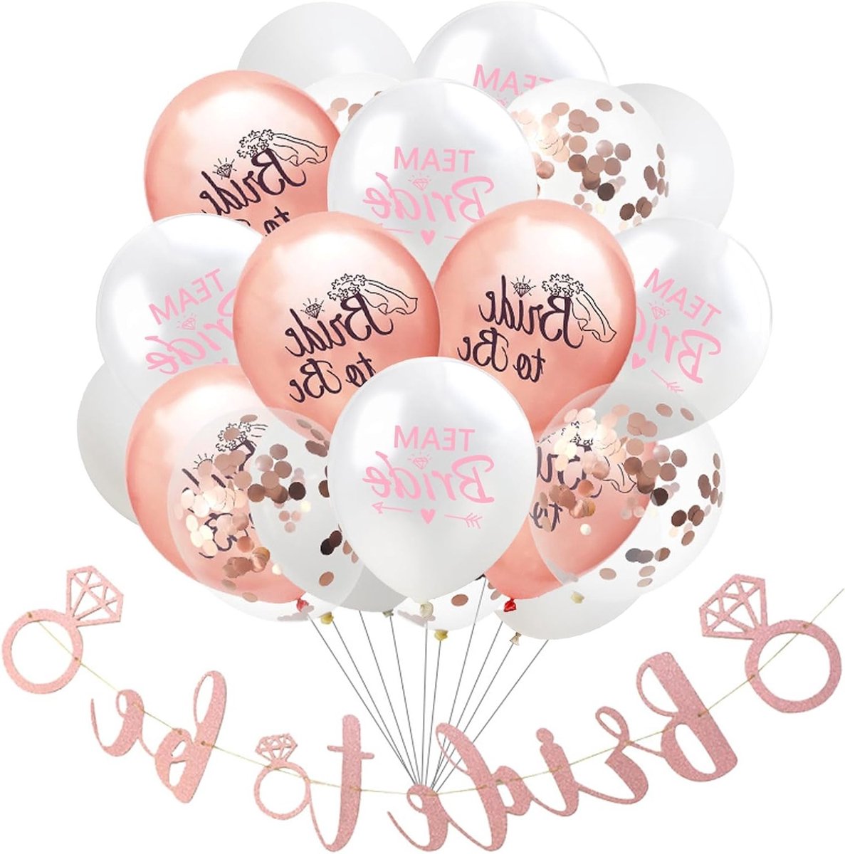 Bruiloft Versiering voor de Bride to Be, Roze Gouden Ballonnen, JGA Decoratie en Feestartikelen voor de Vrijgezellenparty