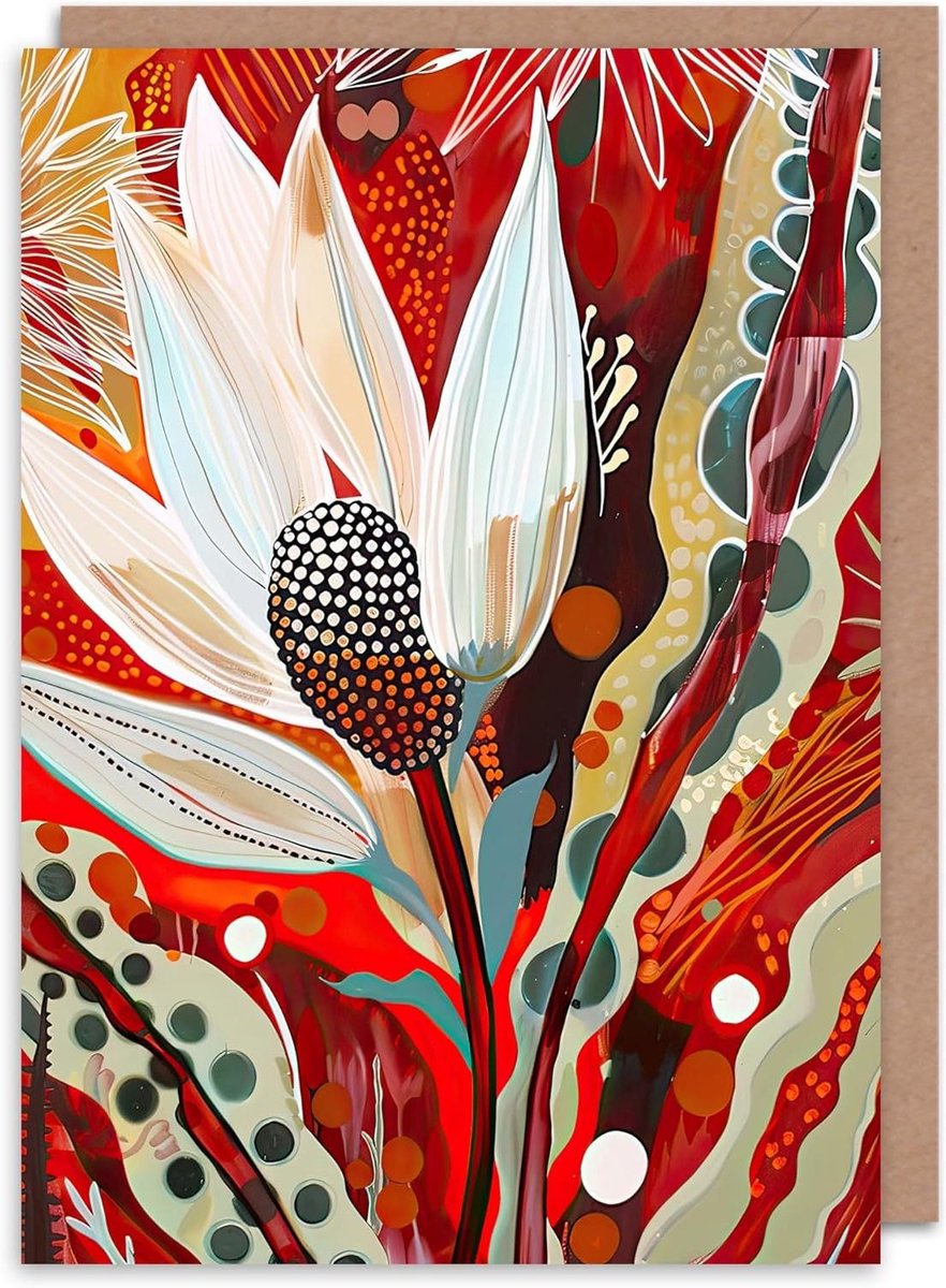 Wenskaart Bloemen - Verjaardagskaart Dames - Persoonlijke Boodschap Versturen - Dikke Luxe Kunstpapier - 175 x 125 cm - Rood