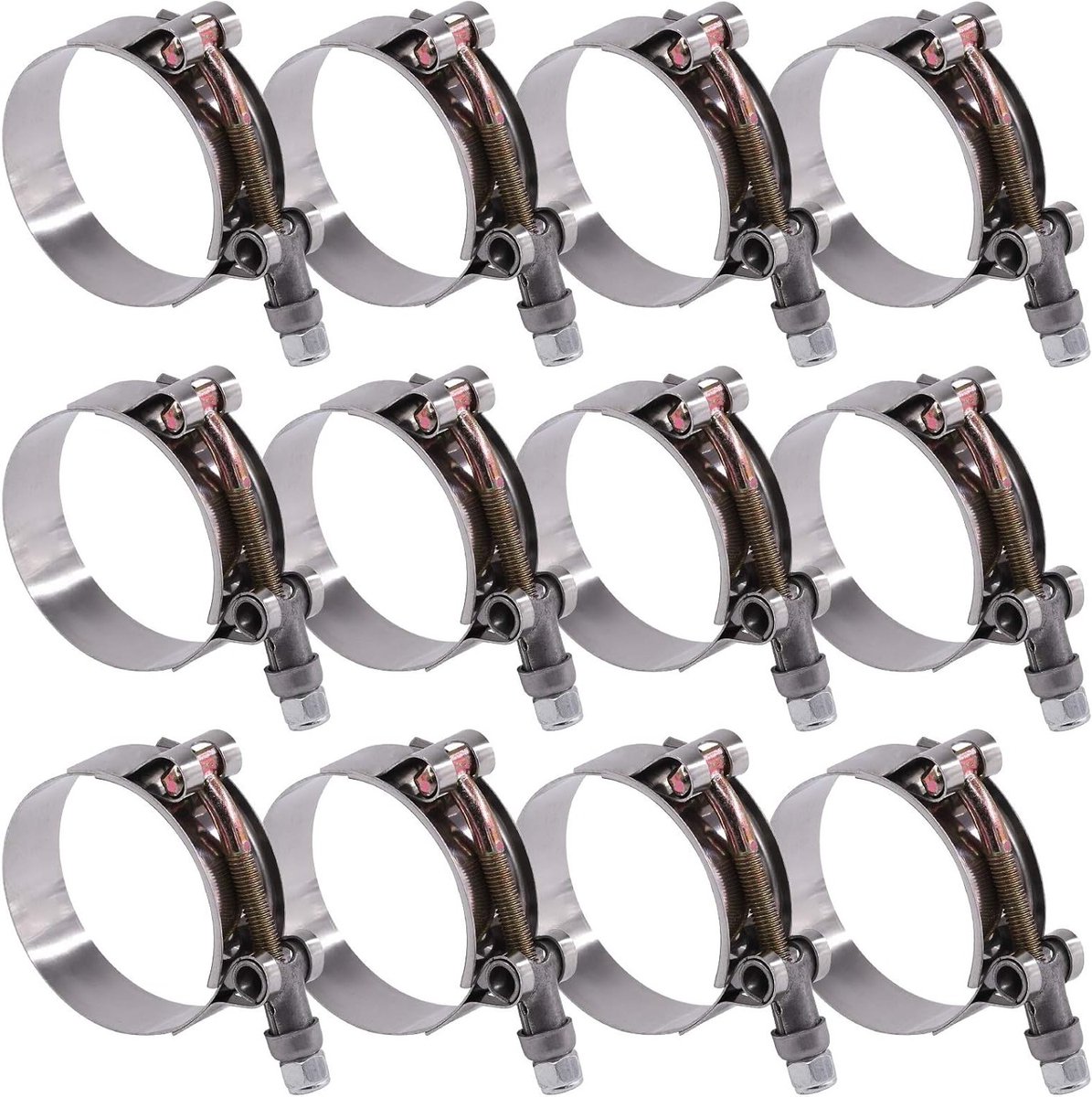 12 Stuks 51-59mm RVS T-Bolt Slangklemmen voor Turbo Inlaat en Intercooler Slangen