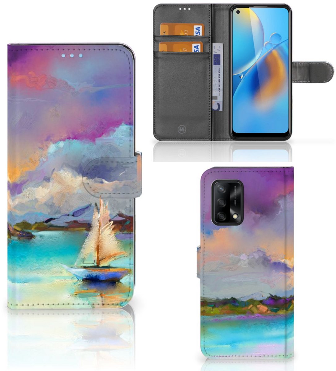 Book Case voor Hoesje OPPO A74 4G Boat