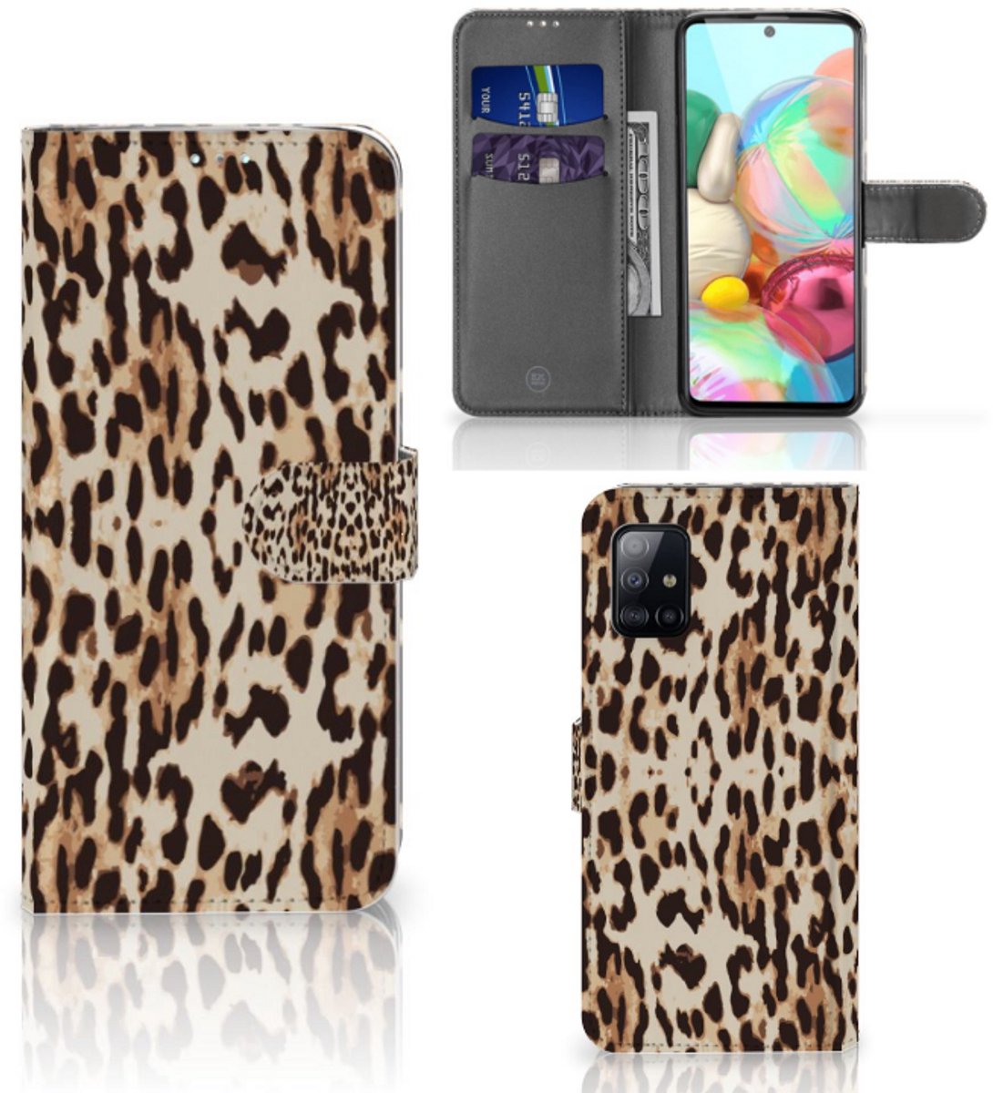 Samsung Galaxy A71 Telefoonhoesje met Pasjes Leopard
