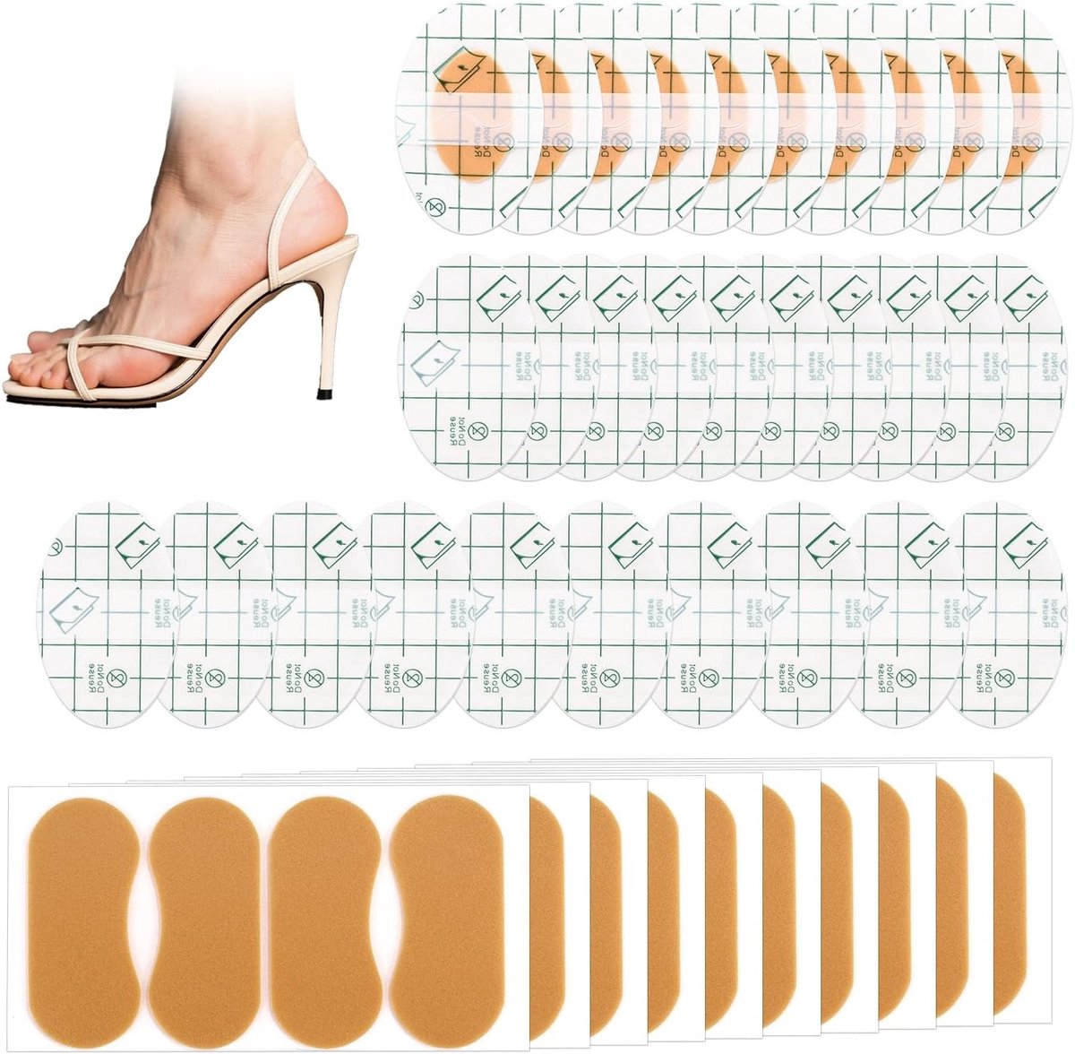 40 Stuks Anti-slijtage Stickers voor Hakken, Zelfklevende Voetbeschermers en Pads voor Dames Schoenen en Sandalen